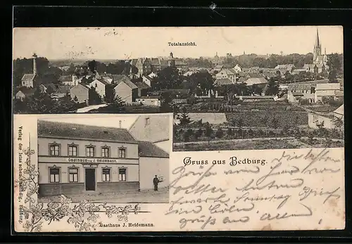 AK Bedburg / Erft, Gasthaus J. Heidemann, Totalansicht