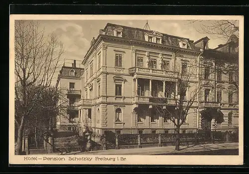 AK Freiburg i. Br., Hotel-Pension Schotzky, Werderstrasse, Strassenansicht