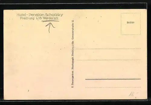 AK Freiburg i. Br., Hotel-Pension Schotzky, Werderstrasse, Strassenansicht