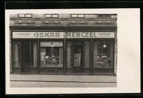 Foto-AK Wien, Oskar Menczel Garne Handlung in der Märzstrasse 36