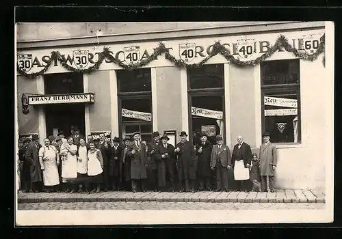 Foto-AK Wien, Gasthaus Franz Hermann Zum gemütlichen Wiener in der Hernalser Hauptstrasse 86