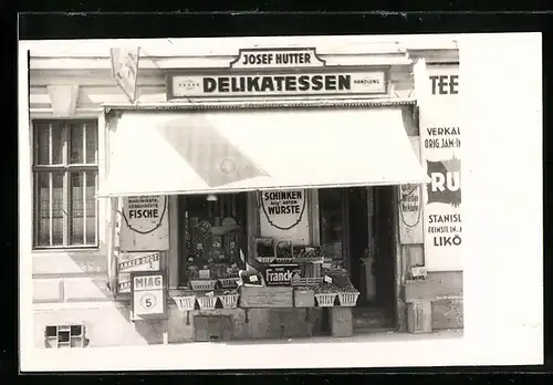 Foto-AK Wien, Josef Hutter Delikatessen in der Lacknergasse 33