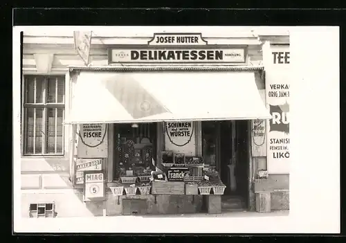 Foto-AK Wien, Josef Hutter Delikatessen Handlung, Lacknergasse 33