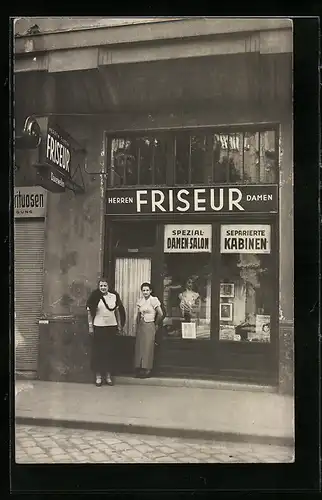 Foto-AK Wien, Friseur Marie Wilhelmseder, Markgraf Rüdiger Strasse 5