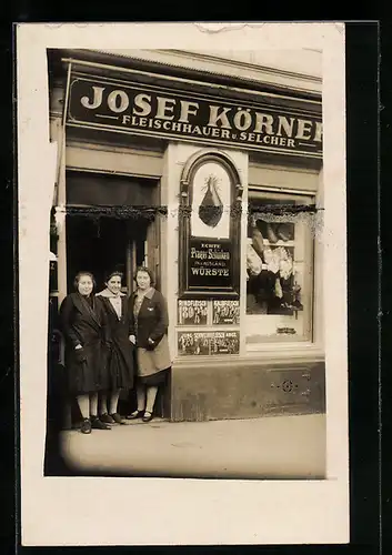 Foto-AK Wien, Fleischhauer Josef Körner, Hernalser Hauptstrasse 154