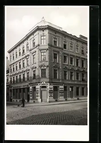 Foto-AK Wien, Spirituosenschank Anna Schrötter, Lacknergasse 33