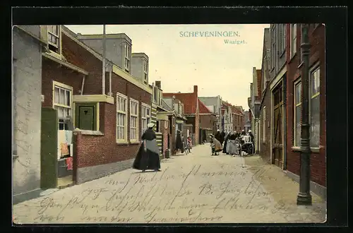 AK Scheveningen, Waigaat, Strassenpartie mit Einheimischen