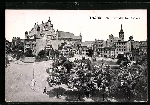 AK Thorn, Platz vor der Reichsbank, Litfasssäule