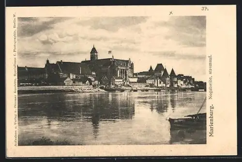 AK Marienburg / Malbork, Nogatseite stromaufwärts