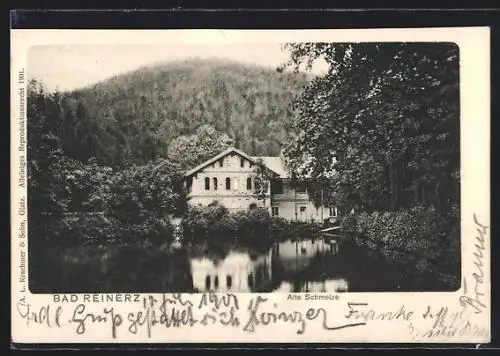 AK Bad Reinerz, Alte Schmelze mit Teich