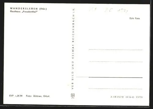 AK Wandersleben /Th., Gasthaus Freudenthal mit Terrasse