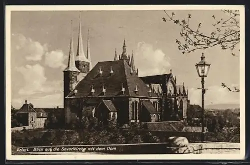 AK Erfurt, Blick auf Severikirche und Dom