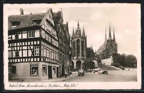 AK Erfurt, Dom, Severikirche und Gasthaus Hohe Lilie