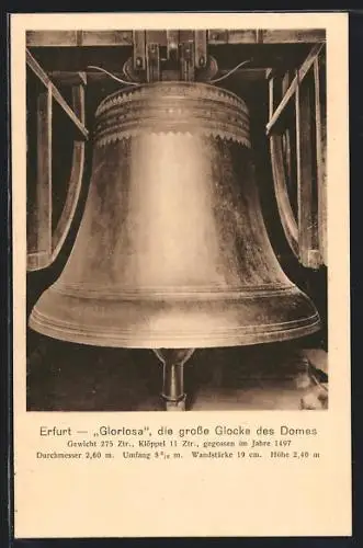 AK Erfurt, Glocke Gloroisa des Domes