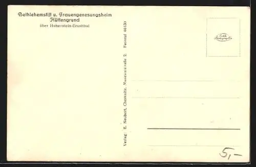 AK Hohenstein-Ernstthal /Sa., Hüttengrund, Bethlehemstift