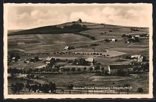 AK Heidelberg /Erzg., Ortsansicht mit Schwartenberg