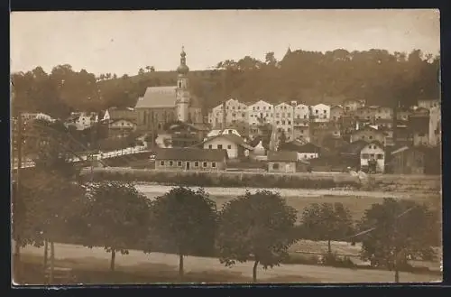 AK Trostberg /Obb., Panorama mit Fluss