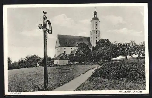 AK Wemding, Wallfahrtskirche mit Umgebung