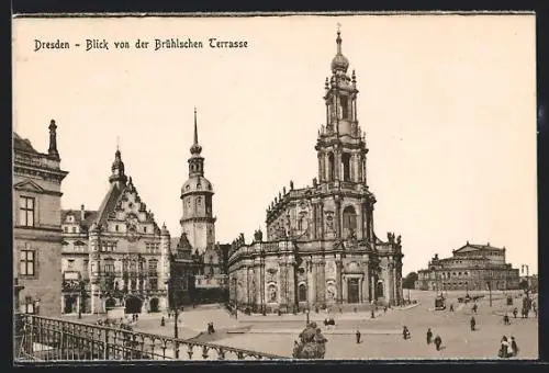AK Dresden, Blick von der Brühlschen Terrasse