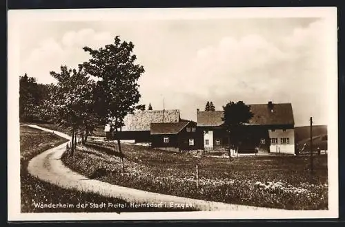 AK Hermsdorf i. Erzgeb., Gasthaus Wanderheim der Stadt Freital