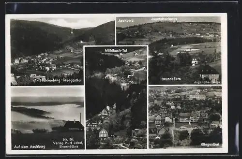 AK Klingenthal, Jugendherberge Braundöbra, Mühlbach-Tal, Georgenthal, auf dem Aschberg