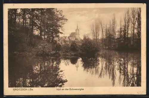 AK Groitzsch /Sa., Idyll an der Schwennigke