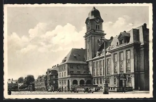 AK Geyer /Erzgeb., Markt mit Rathaus