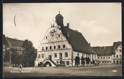AK Grimma, Rathaus mit Umgebung