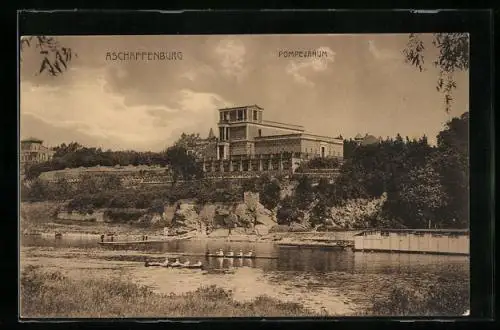 AK Aschaffenburg, Pompejanum, mit Sportruderbooten