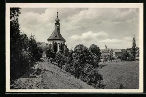 AK Retzbach, Teilansicht mit Wallfahrtskirche und Pfarrkirche