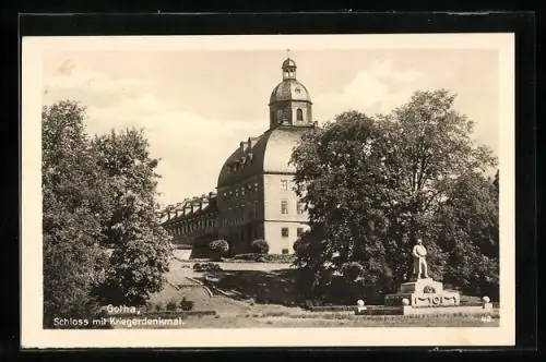 AK Gotha, Schloss mit Kriegerdenkmal