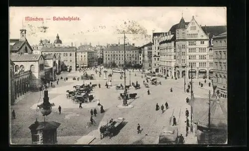 AK München, Partie am Bahnhofsplatz