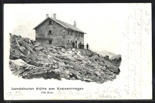 AK Landshuter Hütte, Blick zur Berghütte