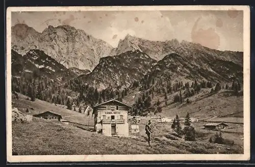 AK Kaindlhütte, Berghütte mit Scheffauer und Zettenkaiser