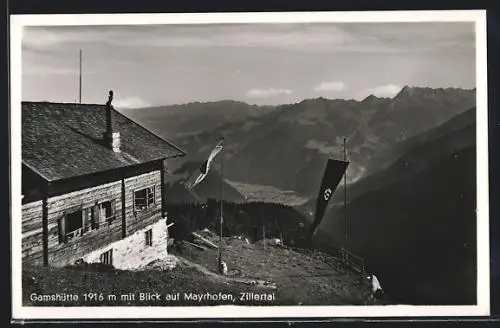 AK Gamshütte, Berghütte mit Blick auf Mayrhofen, 