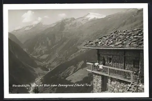 AK Wandeckhütte, Berghütte mit Blick in den Zemmgrund, Zillertal