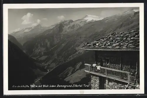 AK Wandeckhütte /Zillertal, Berghütte mit Blick in den Zemmgrund