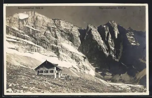 AK Geraerhütte, Blick auf Schrammacher und Sägewandspitze