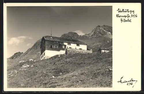 AK Edelhütte /Zillertal, Berghütte gegen Ahornspitze