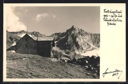 Foto-AK Hans Hruschka Nr. 867: Furtschagelhaus, Berghütte mit Schönbichlerhorn