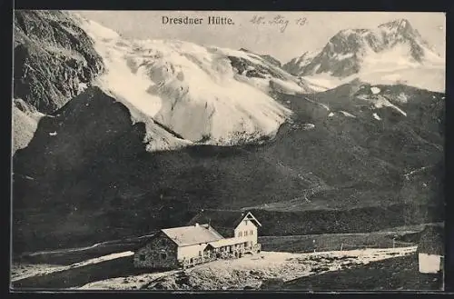 AK Dresdener Hütte am Berggipfel