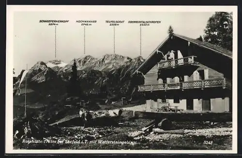 AK Rosshütte, Berghütte mit Wettersteingebirge