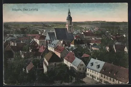 AK Mügeln /Bez. Leipzig, Teilansicht aus der Vogelschau