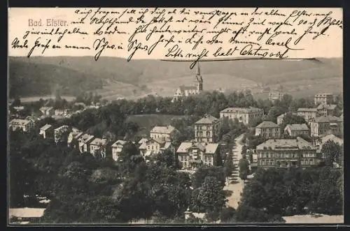 AK Bad Elster, Ortsansicht mit Fernblick