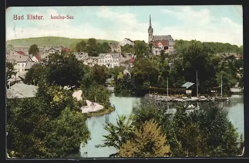 AK Bad Elster, Louisa-See aus der Vogelschau