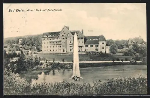 AK Bad Elster, Albert Park mit Sanatorium