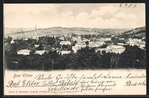 AK Bad Elster, Ortsansicht mit Blick ins Land