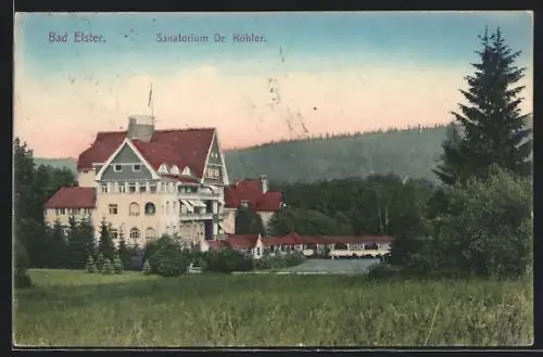 AK Bad Elster, Sanatorium Dr. Köhler mit Waldblick