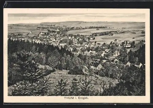 AK Thum /Erzgeb., Gesamtansicht aus der Vogelschau