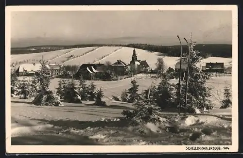 AK Schellerhau /Erzgeb., Ortsansicht im Winter